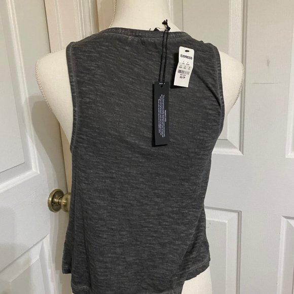 NWT Express Sleeveless Eyelet Top - Charcoal Gray - XS - Picture 4 of 9